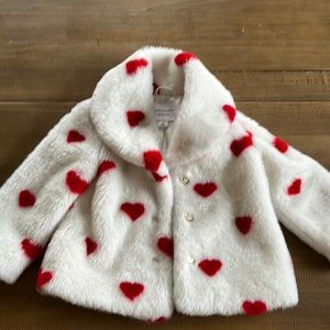Janie and jack faux fur heart coat 2T